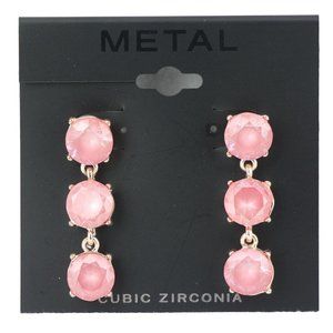 Kohl's Metal Earrings 3 Tier Pink Cubic Zirconia Dangles